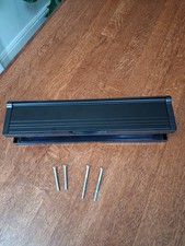 BLACK ALUMINIUM 12" LETTERBOX FOR EXTERNAL DOORS 40 TO 80mm