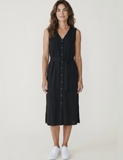 Tahari Button Front Shirt Dress Black Small