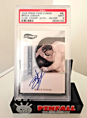 Brock Lesnar 2009 Press Pass Fusion Classic Champions Silver Auto 31/99 PSA 9