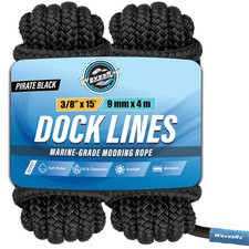 Wavesrx Premium Nylon Boat Dock Lines Ropes For Docking 3/8 X 15 Double Braided
