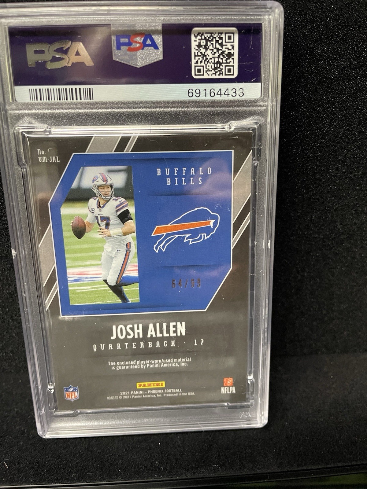 2021 Panini Phoenix - Veteran Materials Josh Allen #VM-JAL /99 PSA 8 POP3 view 5