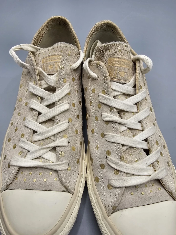 Converse Chuck Taylor All Star Gamuza Metálico Dorado Lunares Para Mujer Talla 7 Foto 3 de 4