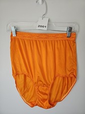 Vintage Adonna 100 Nylon Orange Panties Lace Detail Style 11935 Size 8