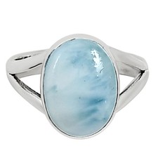 Natural Larimar Dominican Republic 925 Sterling Silver Ring s.7 Jewelry R-1002