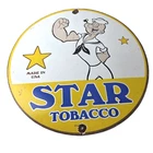 Vintage Star Tobacco Popeye Porcelain Sign - Flexing Sailor Cartoon Sign