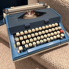 Vintage Sears Blue Vintage Manual Portable Typewriter Plastic With Case  thumbnail