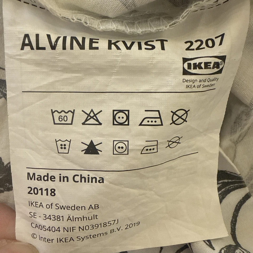 Funda nórdica IKEA Alvine Kvist floral baño gris blanco tamaño completo/queen 82x84   Foto 4 de 4