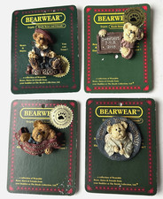 Lot Of 4 Vintage Boyds Bears Brooches Pins 1993-2005 on Cards New