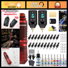 Wireless Tattoo Gun Kit with 2 Batteries, Professional Pen Set for Beginners