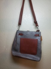 Brighton Ferrara Leather Bucket Bag - Gray/Coffee, Pre-own, Gently used