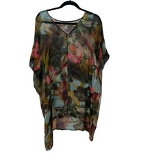 Bryn Walker Womens Paola Sheer Silk Giardino Tunic Top L Artsy Boho Beach Lagen