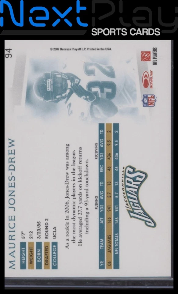 2007 Donruss Threads #94 – Maurice Jones-Drew | - Image 2 of 2