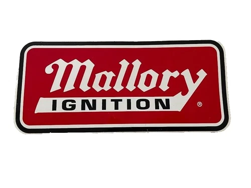 Vtg Mallory Ignition STICKER / sign ADVERTISING DISPLAY  4 X 9" LARGE SZ