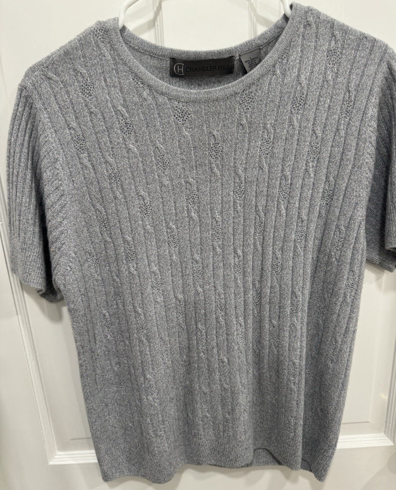 Womens Gray Chandler Hill Short Sleeve Sweater Large Timeless Piece