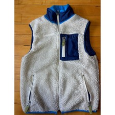 Gap Kids beige and blue sherpa fleece vest size S 6-7 