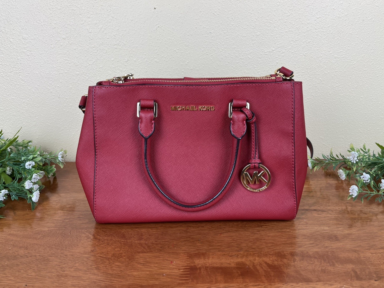 Michael kors SUTTON Red Cherry Medium Satchel Saf… - image 1