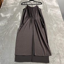 Halston Heritage Dress Womens Small Gray Satin Slip Maxi Strappy Back Formal