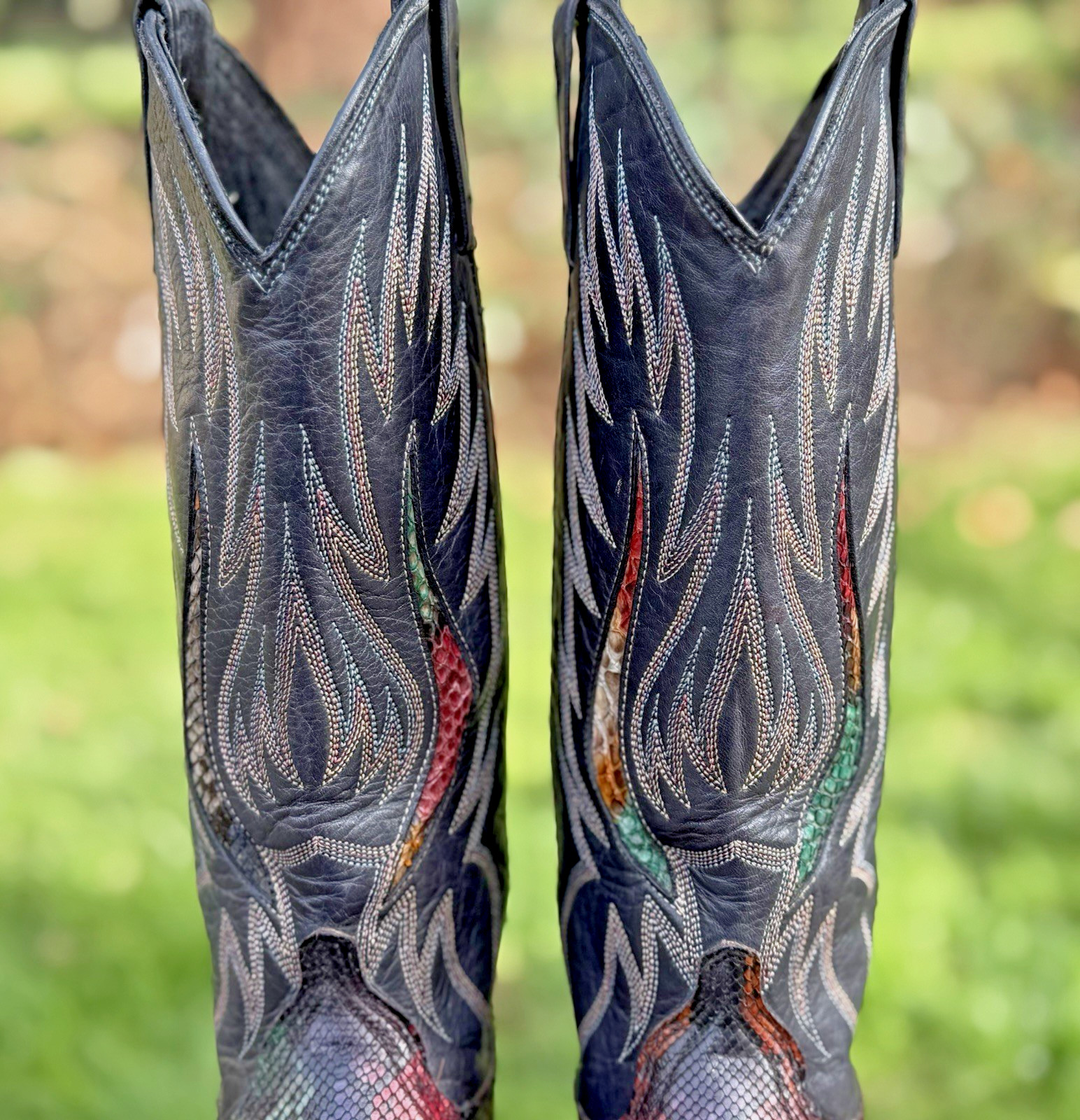 Vtg Dan Post Rainbow Python Snakeskin Cowboy Boot… - image 4