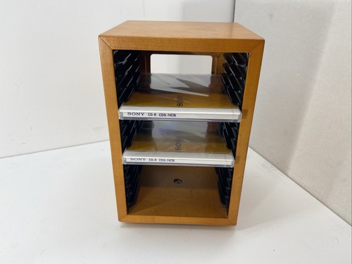 Vintage Wooden CD Spinner Holder 15 Slot Storage Organizer w/ Blank Disks - Picture 2 of 9