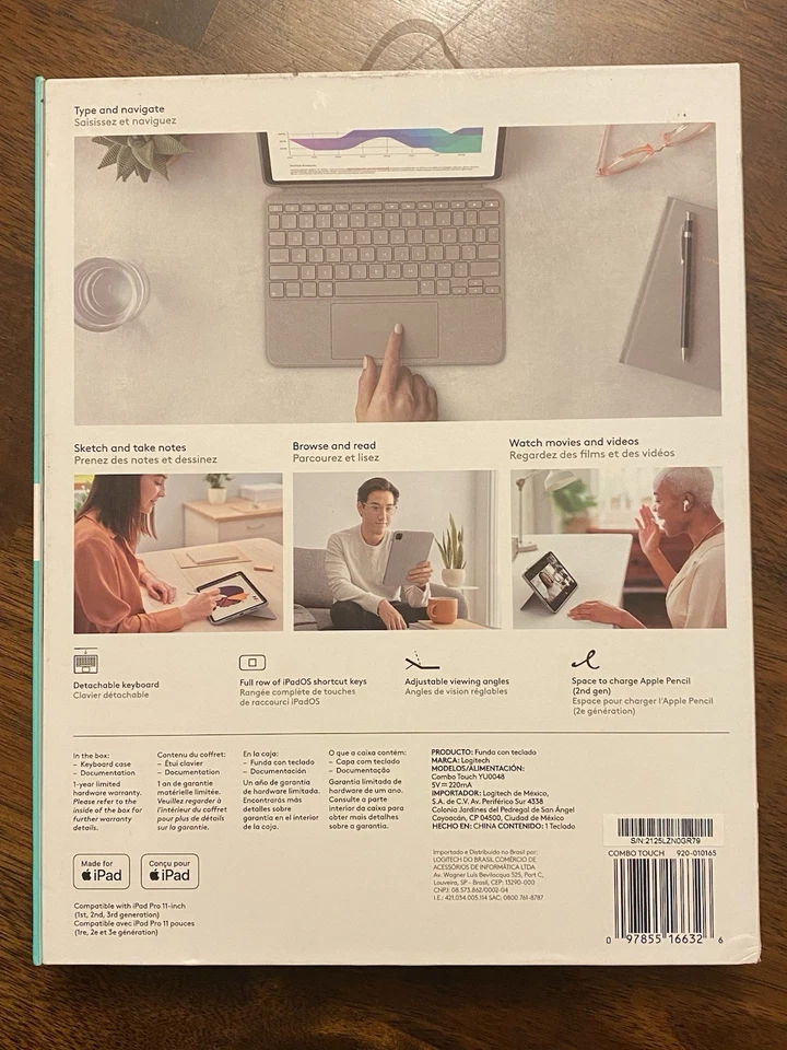 Logitech Combo Touch Keyboard Case for Apple iPad Air 4th Gen. - Oxford Gray - Image 2 of 2