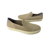 Rothy's Womens The Original Slip On Sneaker Beige Knit Honeycomb Shoes Size 7