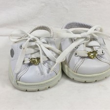 Build A Bear Skechers Shoes White Faux Leather Glitter Heart Charm