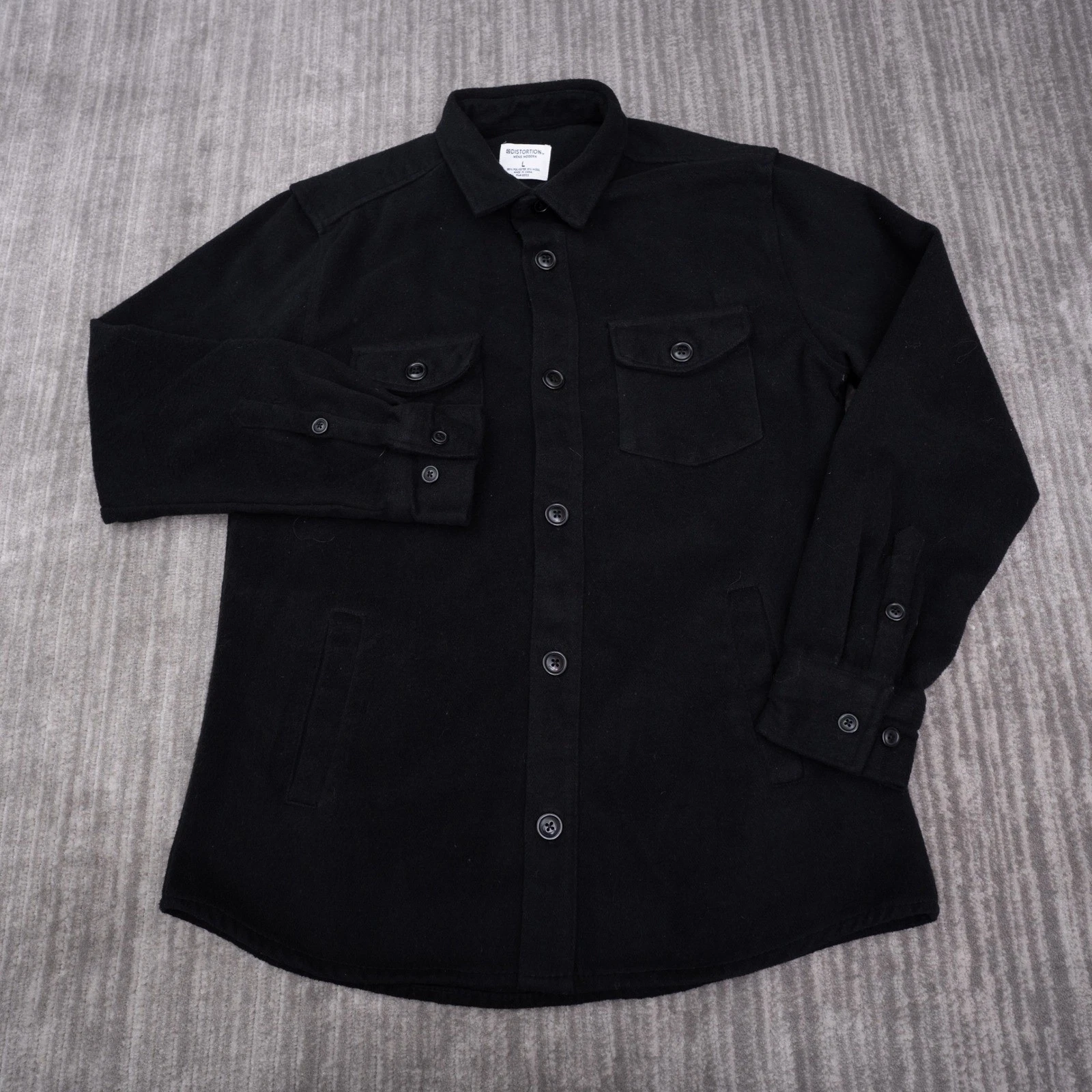 Distortion Shirt Jacket Mens Large Black Good Wool Blend Shacket 1FL5056M - product detail image 1