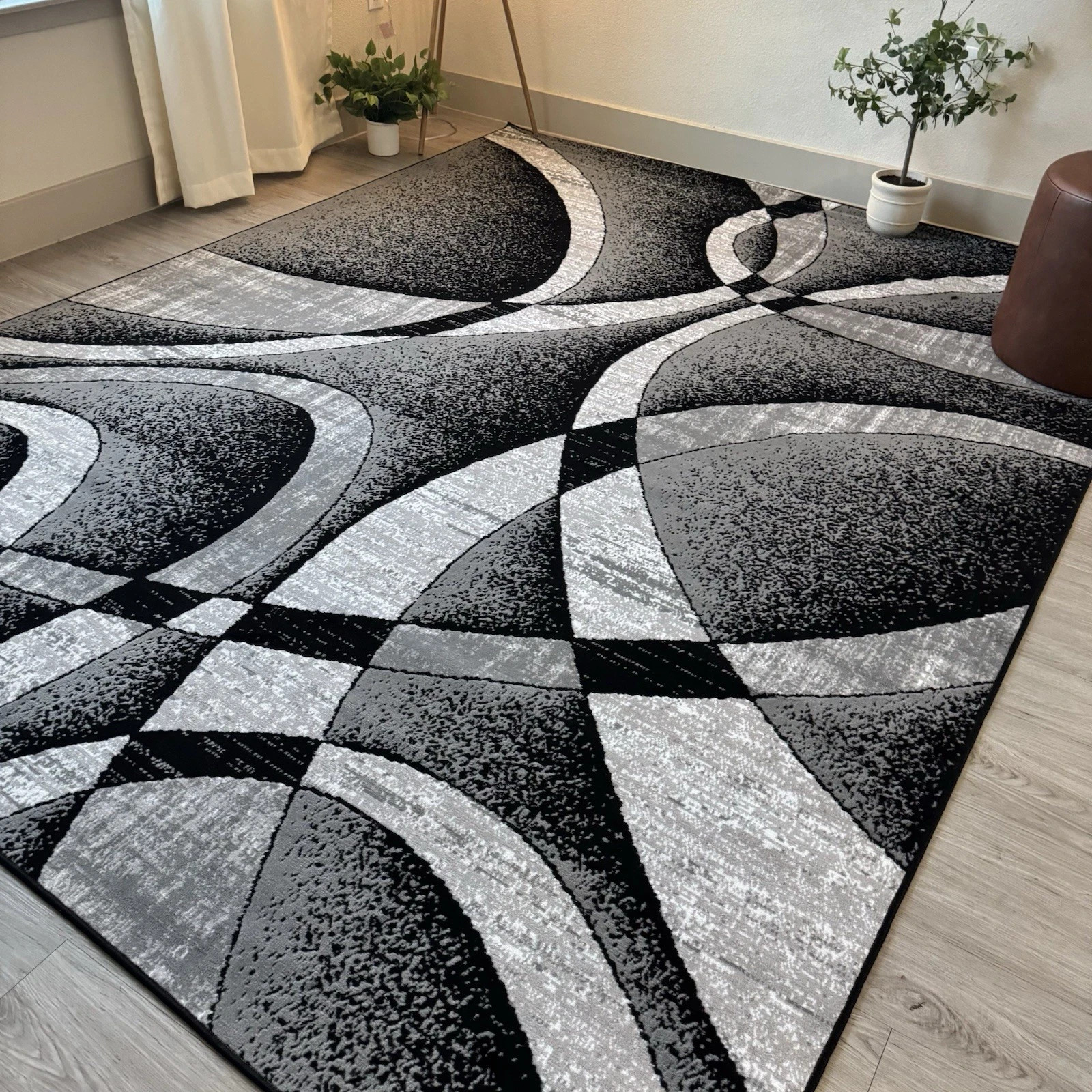 Hand Tufted Large Contemporary Area Rugs Carpet Living Room Rugs Gray/Black