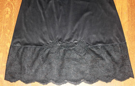 Vintage Vanity Fair Tricot Nylon black Full Slip Lace see through Detail trim 34