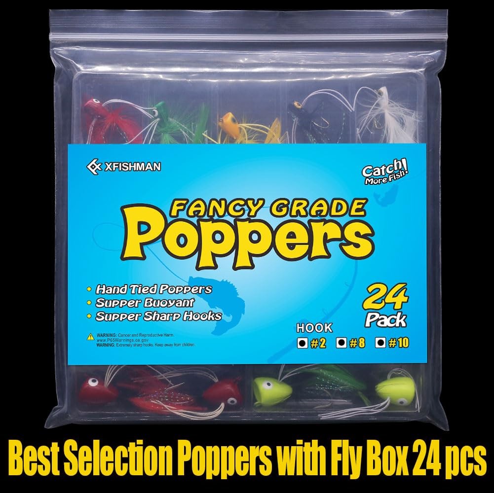 Fly Fishing Poppers Lures for Bass Panfish Flies Topwater Popper for Crappie ... - Image 6