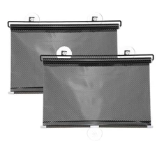2pcs 49"x 16" Retractable Roller Sunshade with Suction Cups for Cars, Black