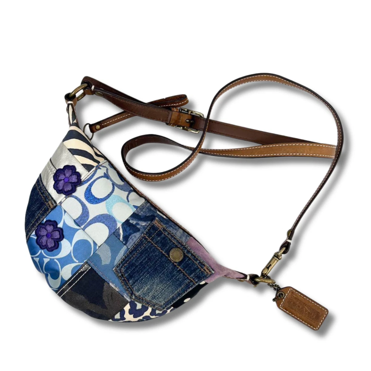Coach Patchwork Denim Exterior Shoulder Bags Bags & Handbags for