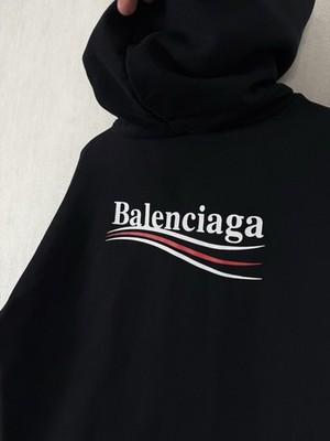 BALENCIAGA ロゴ パーカー フーディー　UNISEX Balenciaga Political Campaign Unisex Black Oversized Hoodie Size