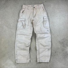 Vintage Guide Gear Double Knee Cargo Pants Size 32x34 Tan Rip Stop Workwear