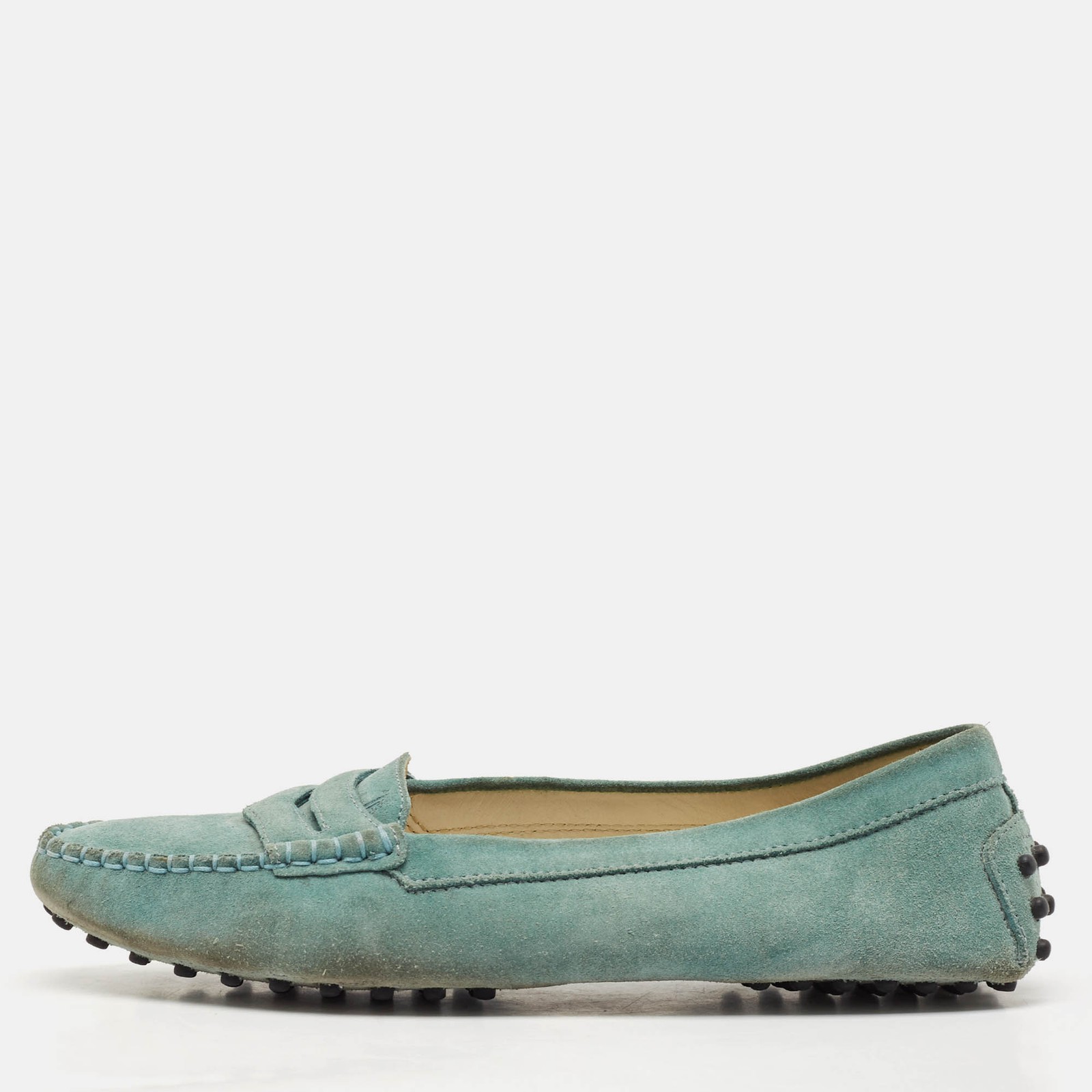 Tods Aqua Suede Driver Loafers Size 38.5