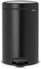 Image of Brabantia 113741 Pedal Bin Newicon with Plastic Inner Bucket, Matt Black - 12 L
