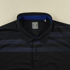 Callaway Polo Shirt Mens 2XL Black Striped Opti Dri Performance Golf Stretch
