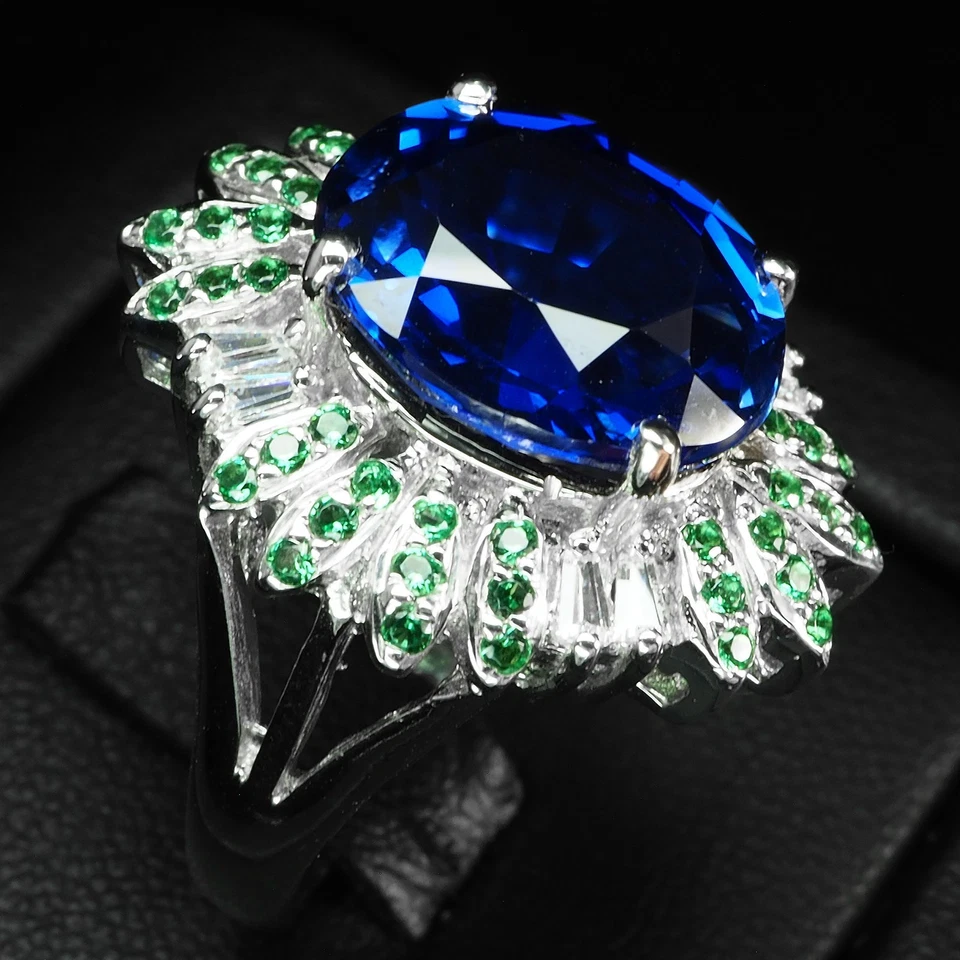 ELEGANTI ANELLI FATTI A MANO IN ARGENTO STERLING 925 ZAFFIRO BLU ROYAL 9,50... - Immagine 3 di 4