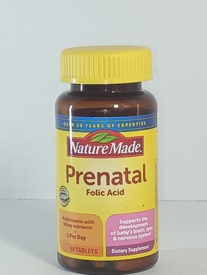 Nature Made Prenatal Folic Acid Multivitamin 50 Ct Exp 5/2026