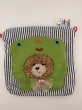 Oso Ichi5 hecho a mano japonés con cabeza de rana bolsa bolsa de cosméticos bolsa