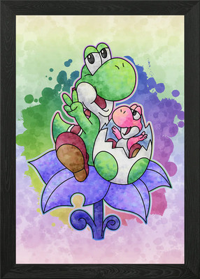 Yoshi and Baby Framed Wall Art Poster Canvas Print Picture