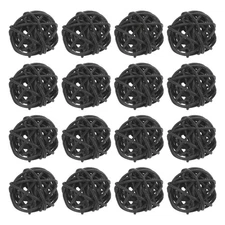16 Pcs Wicker Rattan Balls 1.2 Inch Rattan Decorative Balls Vase Fillers Black