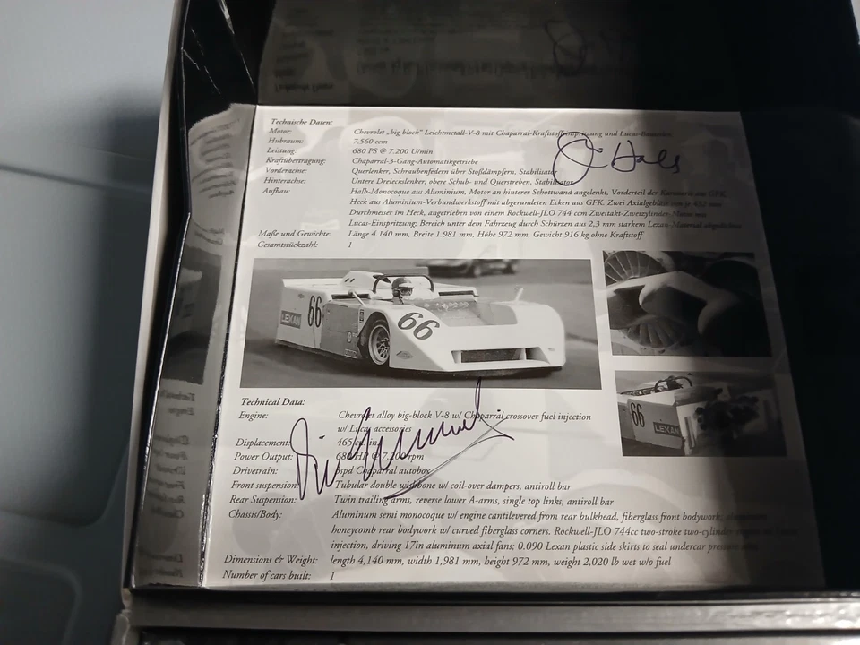 Minichamps Chaparral 2J Can-Am 1970 #66 1/43 Signed J. Hall/V.Elfords - Image 3 of 4