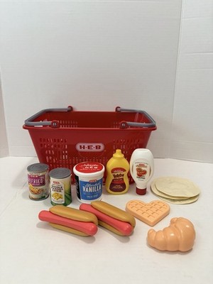 HEB Kids Plastic Play Grocery Basket And Food