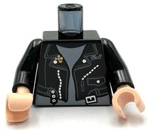 Lego New Minifig Black Torso Leather Jacket O...