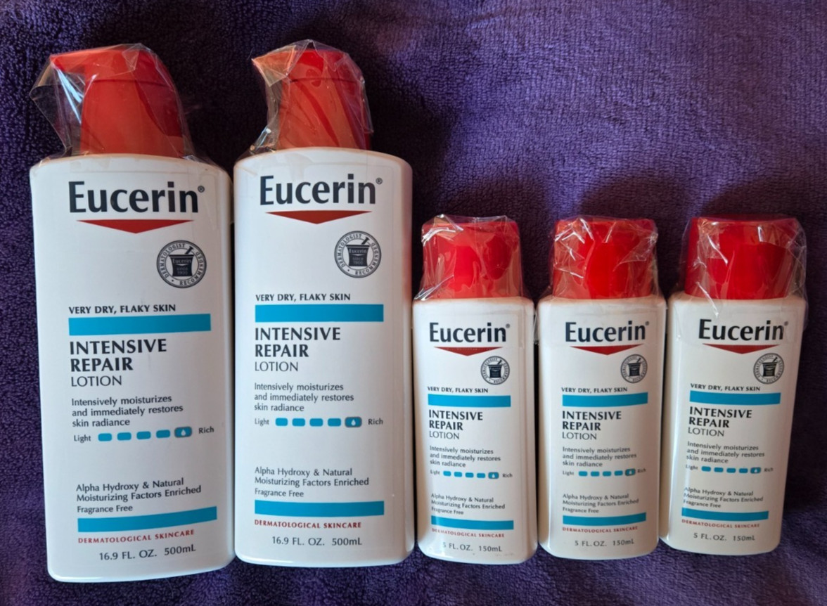 5 new Eucerin Intensive Repair Pump Lotions, 16.9 oz, 5 oz, Free Shipping!!!!