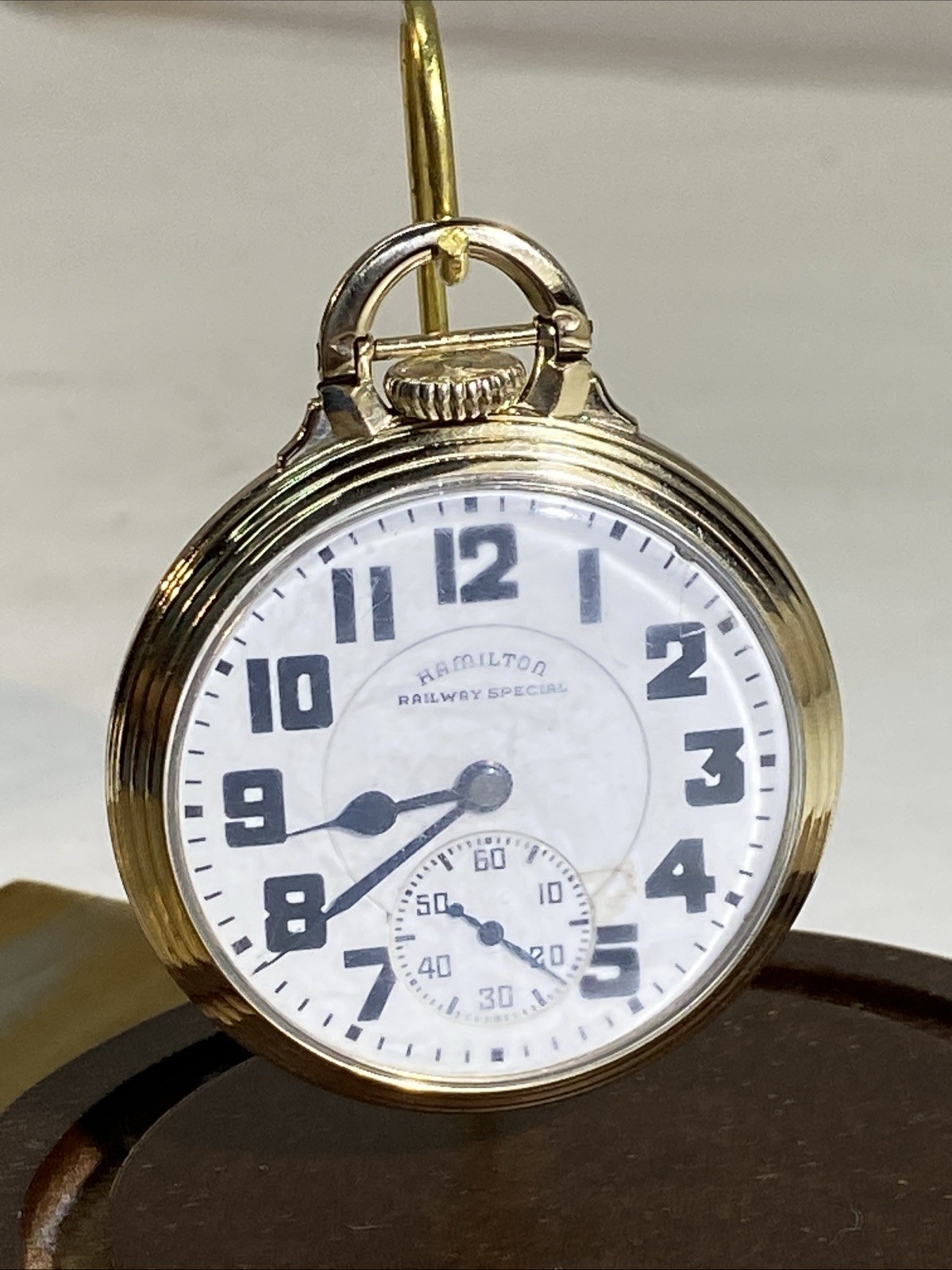 ANTIQUE HAMILTON 10K GF RAILWAY SPECIAL POCKET WATCH 992B 21 J 6 POS  RUNNING