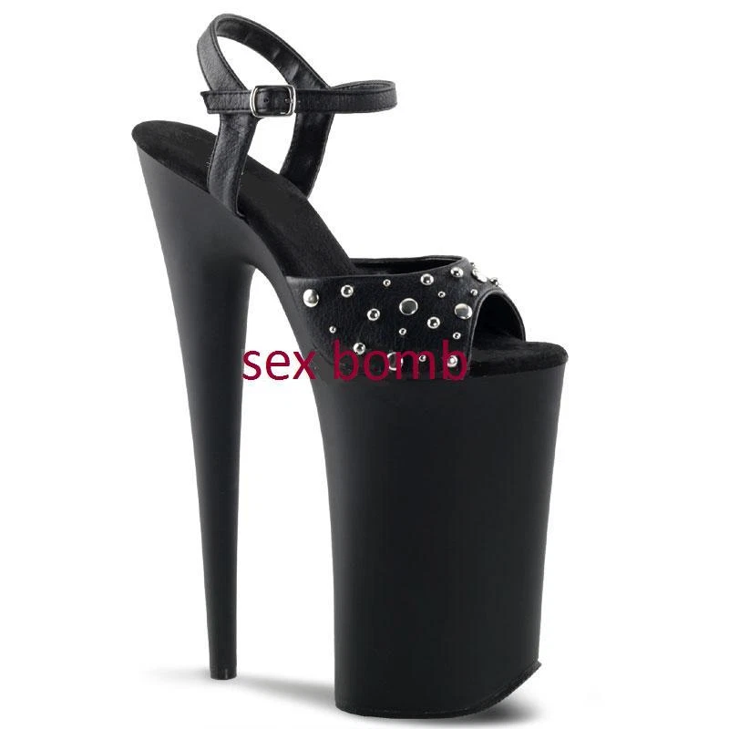 SEXY sandali neri estremi cinturino borchie plateau tacco 25 DAL n