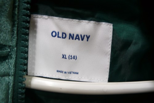 Old Navy Velvet Botanical Green Hooded Puffer Jacket for Girls Sz XL(14) - Picture 4 of 11