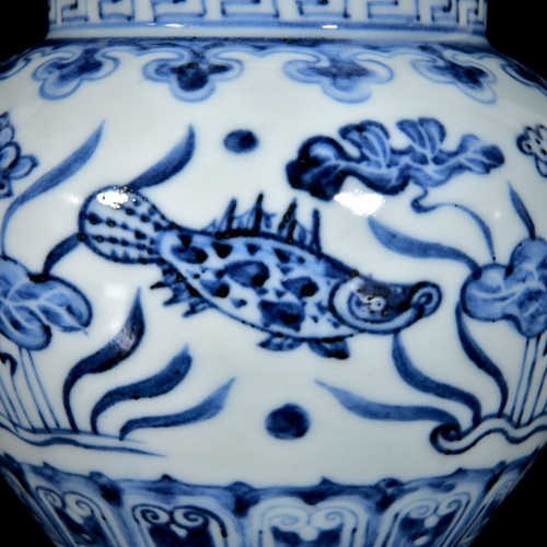 Fine Collectable Art Handmalerei blau-weiß Porzellan Fischtopf - Bild 7 von 9